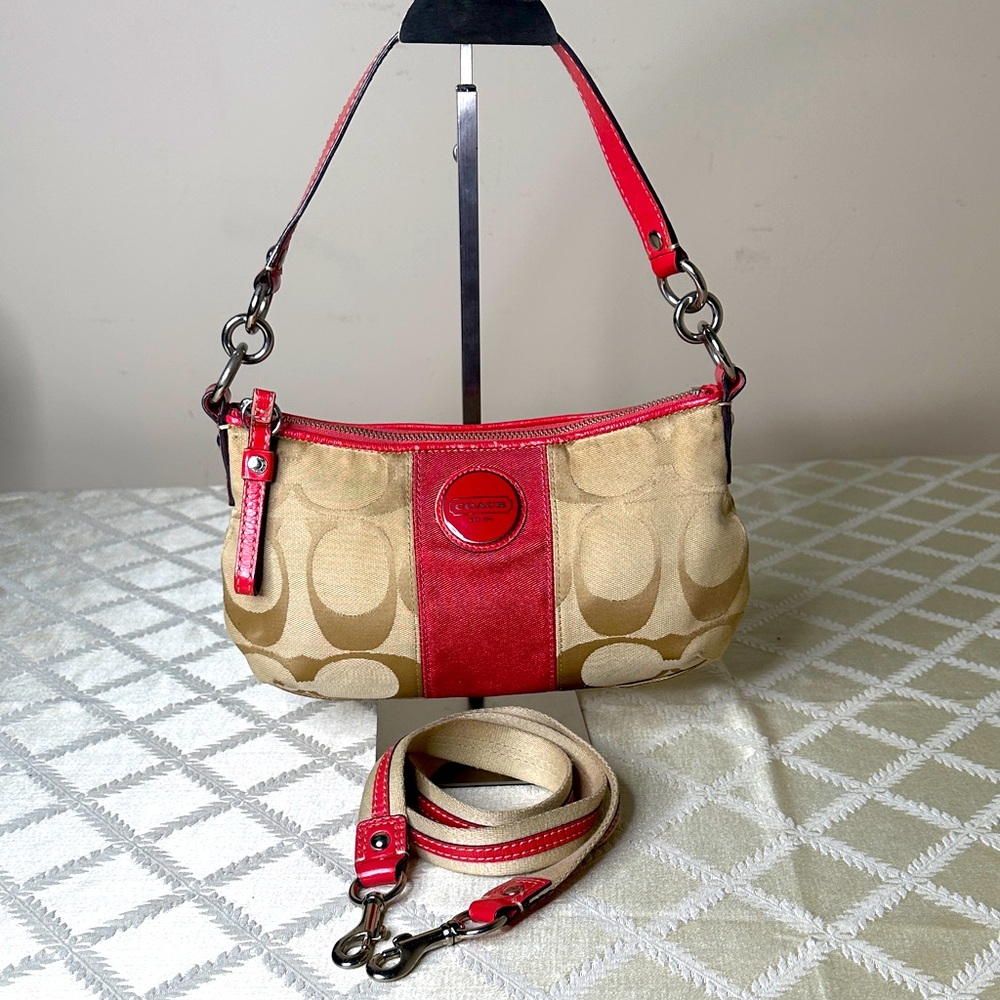 Coach Beige and Coral Shoulder Bag